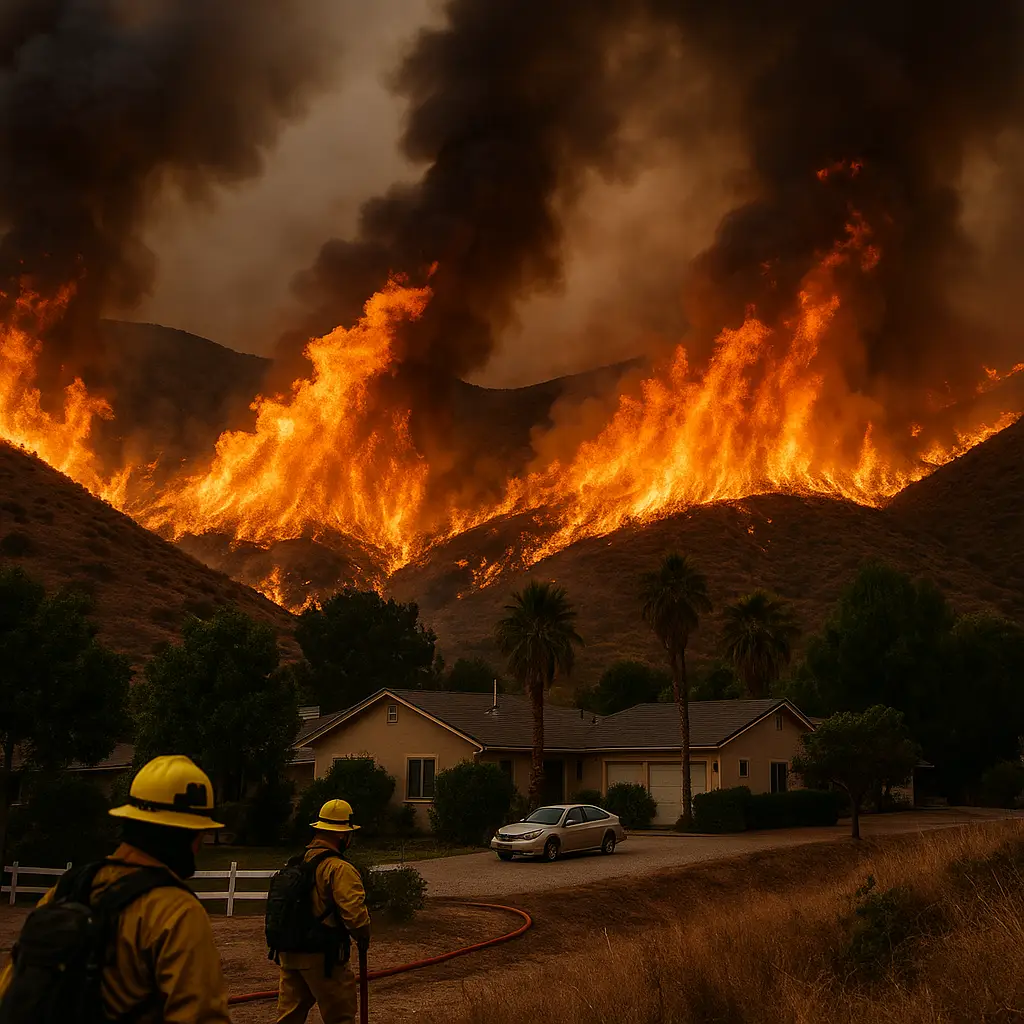 Canyon Fire wildfire in California destroying hills and forcing mass evacuations