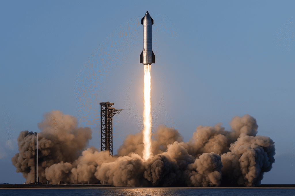 Starship successful mission — reporters and photographers capturing rocket launch