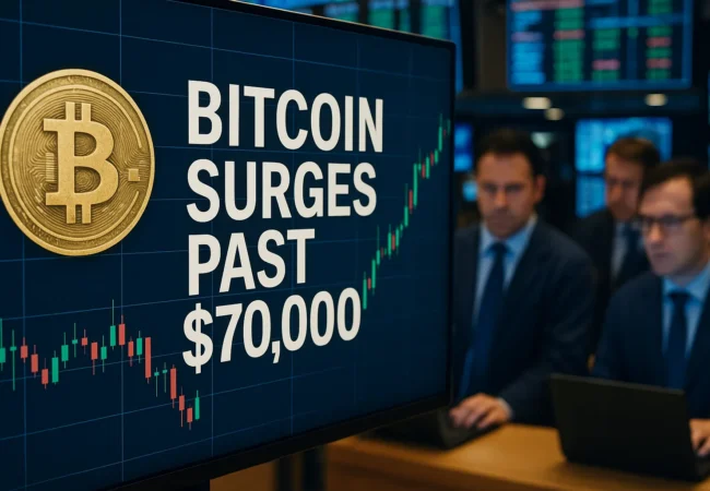 Bitcoin surges past $70,000 as ETFs drive institutional frenzy in financial markets