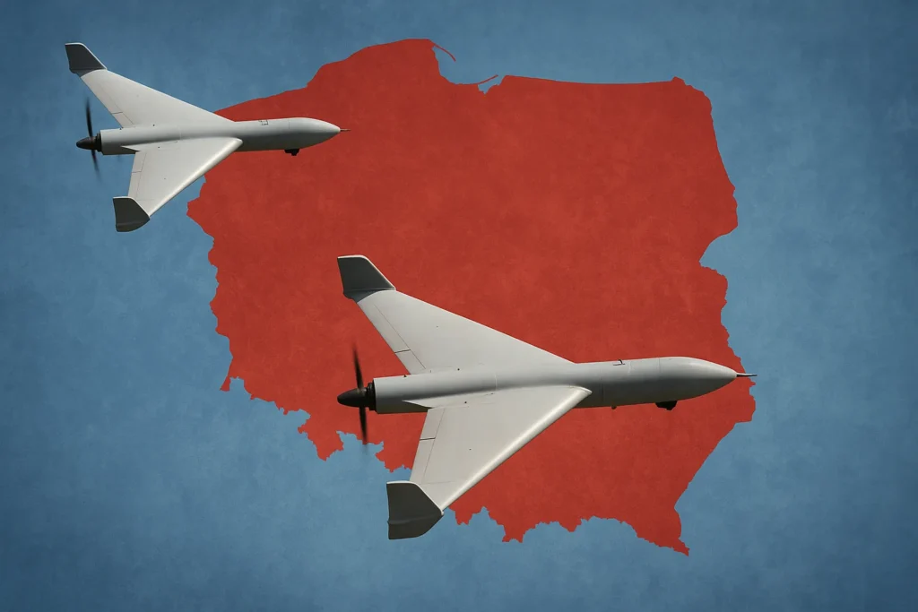 Poland NATO impotence — two Shahed drones over Poland map