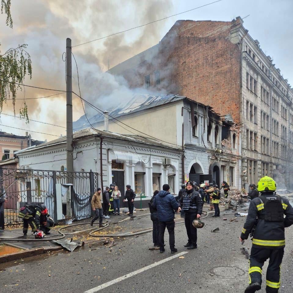 Fire and rubble at Kharkiv kindergarten hit by Russian drone