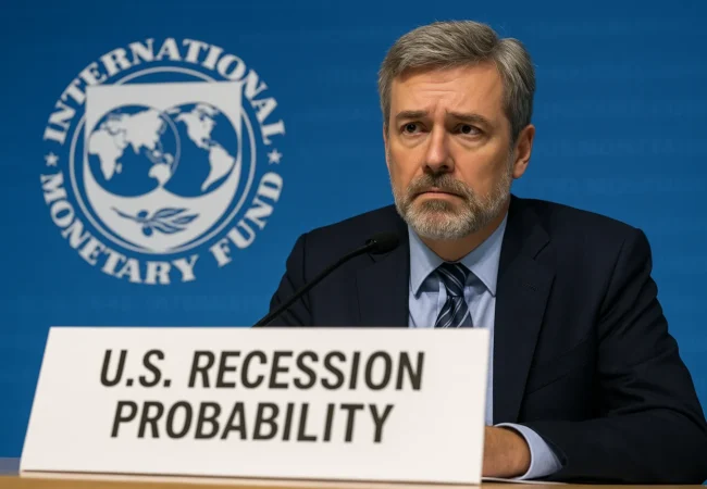 US recession probability — IMF raises 2025 risk to 40% amid tariff tensions and fiscal uncertainty
